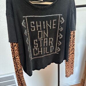 We the free Shine On Star Black and animal print adult size L